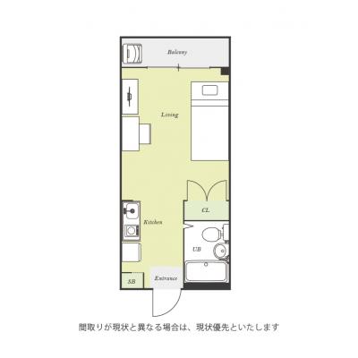 ユニオンマンスリー京王堀之内ラシュレ４　402　1R・シングル☆◆インターネット固定回線（有線）無料の部屋◆【禁煙ルーム】デスク・チェア完備！電子レンジなど生活家電のあるお部屋の間取り図