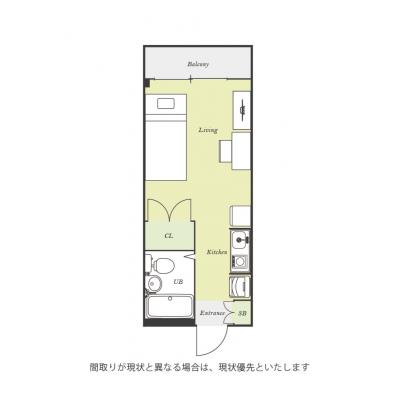 ユニオンマンスリー京王堀之内ラシュレ４　403　1R・シングル☆◆インターネット固定回線（有線）無料の部屋◆【禁煙ルーム】安心の宅配ボックス＆モニター付きインターフォン＆室内洗濯機完備！の間取り図