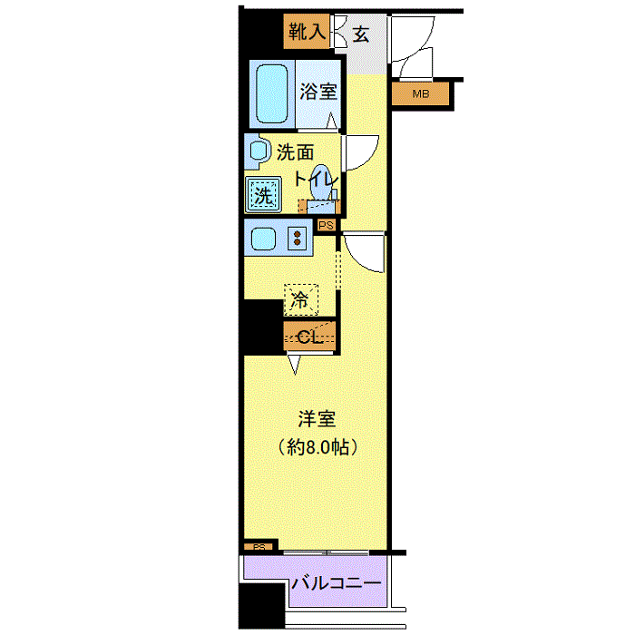 マンスリーリブマックス横浜桜木町駅前みなとみらい★『禁煙ルーム・29平米』【独立洗面・浴室乾燥付】≪エクセレントシリーズ≫の物件間取り図