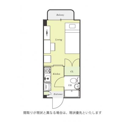 ユニオンマンスリー永山６　307　1K・シングル☆【禁煙ルーム】室内洗濯機や2ドア冷蔵庫など生活家電完備！デスク・チェアのあるお部屋/多摩大学多摩キャンパスまで徒歩通の間取り図
