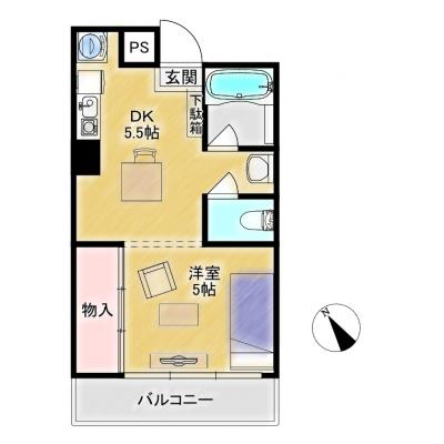 Bizroom／斉藤ビル302【アクセス◎】【２名利用〇】駅近のマンションタイプ！バス・トイレ別の１DKです！ネット無料！の物件間取り図