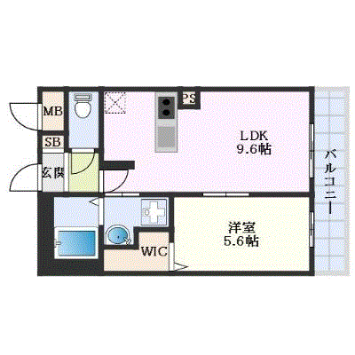 グッドステイ吹田病院西アムール★エグゼ【ハイクラス・1LDK・設備充実】の間取り図