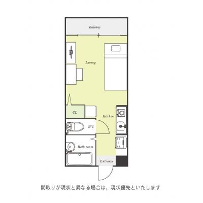 ユニオンマンスリー横浜みなとみらい３　202　1R・シングル☆◆インターネット固定回線（有線・Wi-Fi）無料の部屋◆【禁煙ルーム】人気の角部屋＆バストイレ別♪安心のモニター付きインターフォン完備！の間取り図