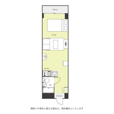 ユニオンマンスリー横浜高島町１　505 1R・セミダブル☆【禁煙ルーム】嬉しいエレベーターありの建物♪室内洗濯機など生活家電完備＆ソファ・ローテーブルのあるゆったり25㎡のお部屋の間取り図