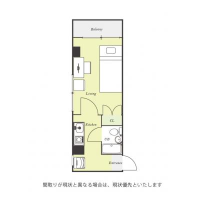 ユニオンマンスリー横浜平沼橋２　301　1K・シングル☆【禁煙ルーム】人気の角部屋＆2面採光♪室内洗濯機や冷蔵庫など生活家電のあるお部屋/23時頃まで営業スーパー・サミットストアまで徒歩約4分の間取り図