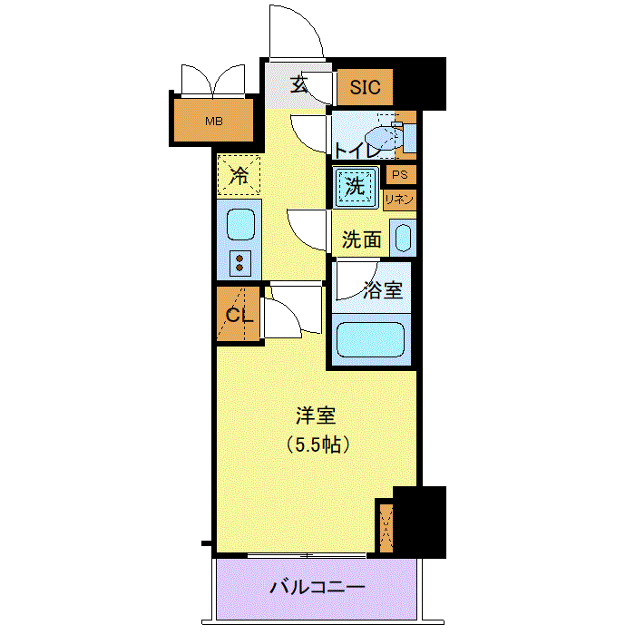 マンスリーリブマックス横浜関内・伊勢佐木長者町SOUTHレジデンス△『禁煙ルーム』【独立洗面・浴室乾燥付】≪エクセレントシリーズ≫の物件間取り図