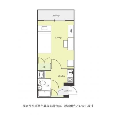 ユニオンマンスリー西横浜５　408　1K・シングル☆【禁煙ルーム】人気の角部屋♪安心の建物AL・室内洗濯機完備！デスク・チェア＆冷蔵庫や電子レンジなど生活家電のあるお部屋の物件間取り図