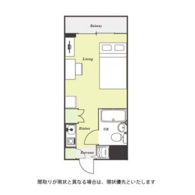 ユニオンマンスリー綱島駅前１　610　1R・セミダブル☆【禁煙ルーム】安心の建物AL・モニター付きインターフォン・室内洗濯機完備！デスク・チェアのあるお部屋/東急新横浜線「新綱島駅」まで徒歩約4分の物件間取り図