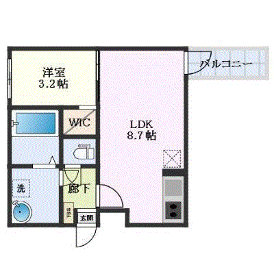 マンスリーリブマックス楽々園駅北シャイン△エグゼ【1LDK・Wi-Fi対応・設備充実】≪エクセレントシリーズ≫の物件間取り図