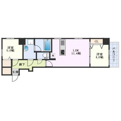 マンスリーリブマックス広島駅西シエスタ★エグゼ【2LDK・設備充実】≪エクセレントシリーズ≫の物件間取り図