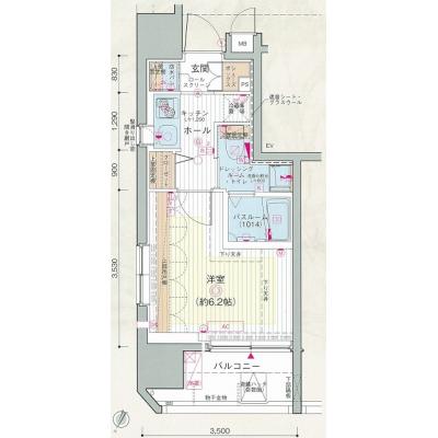 ◇EP品川大井町クリスタルヒルズ◇⑤【分譲タイプ・NET無料・ペット可・独立洗面・ドラム式洗濯乾燥機、HDD内蔵ブルーレイ標準装備】の物件間取り図