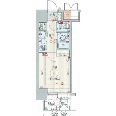 EC新大阪6エキスプレイス　南④【分譲貸・ＮＥＴ無料・ペット相談可・ドラム式洗濯乾燥機、HDD内蔵ブルーレイ・３２型ＴＶ】の物件間取り図