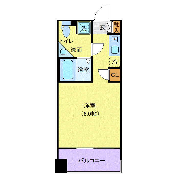 マンスリーリブマックス虎ノ門・神谷町駅前クレジデンス●『禁煙ルーム・駅3分』【独立洗面】≪スタンダードシリーズ≫の間取り図