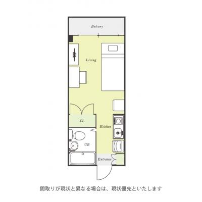 ユニオンマンスリー本厚木４　102　1R・シングル☆【禁煙ルーム】モニター付きインターフォン＆室内洗濯機完備！デスク・チェアのあるお部屋の間取り図