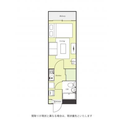 ユニオンマンスリーかしわ台１　312　1K・セミダブル☆【禁煙ルーム】安心のモニター付きインターフォン＆室内洗濯機完備！ソファのあるお部屋/相鉄本線沿線＆海老名駅まで1駅♪の物件間取り図