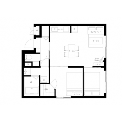 明るい2LDKのお部屋/お洒落なアート＆家具家電が完備/ウェルスクエアイズム方南町 102の物件間取り図