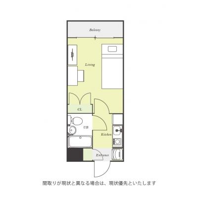 ユニオンマンスリー藤沢善行２　102　1K・シングル☆【禁煙ルーム】安心のモニター付きインターフォン＆室内洗濯機完備！デスク・チェアのあるお部屋/小田急江ノ島線沿線/六会日大前駅まで1駅約2分の間取り図