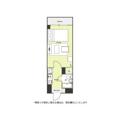 ユニオンマンスリー新松戸１　105　1K・セミダブル☆【禁煙ルーム】人気の角部屋＆安心の建物オートロックと室内洗濯機完備♪ローテーブル・ソファのあるお部屋/流通経済大学新松戸キャンパスまで徒歩通学の物件間取り図