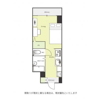 ●2026年4月23日から入居可●ユニオンマンスリー東松戸駅前１　702　1R・セミダブル☆【禁煙ルーム】人気のバストイレ別＆浴室乾燥機あり♪安心の建物オートロック・宅配ボックス・モニター付きインターの間取り図