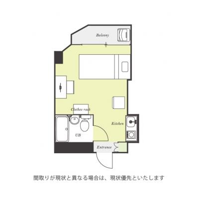 ユニオンマンスリー南行徳８　202　1R・シングル☆【禁煙ルーム】人気の角部屋♪デスク・チェア＆洗濯機や冷蔵庫など生活家電完備/ショッピングモール・SOCOLA南行徳まで徒歩約3分の物件間取り図