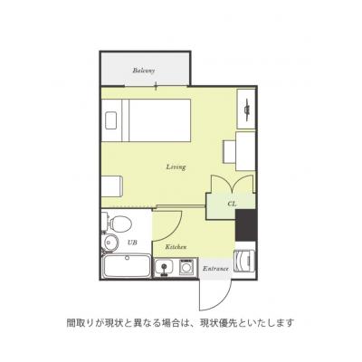 ユニオンマンスリー南行徳６　307　1K・シングル☆【禁煙ルーム】人気の角部屋！デスク・チェアのあるコンクリート打ちっぱなしのお洒落なお部屋♪の間取り図