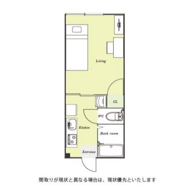 ユニオンマンスリー船橋海神１　103　1K・シングル☆【禁煙ルーム】人気のバストイレ別♪室内洗濯機や2ドア冷蔵庫など生活家電完備＆勉強などワークスペースにおすすめデスク・チェアのあるお部屋の物件間取り図