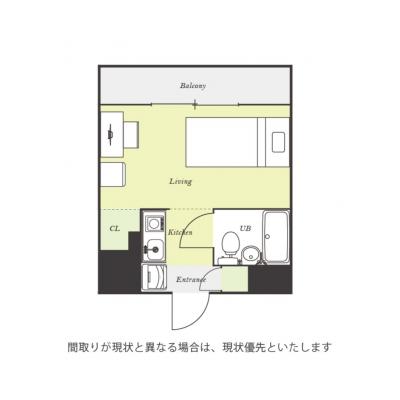 ユニオンマンスリー津田沼フィオーレ１　303　1R・シングル☆◆インターネット固定回線（有線・Wi-Fi）無料の部屋◆【禁煙ルーム】安心の建物AL＆モニター付きインターフォン＆室内洗濯機完備の間取り図