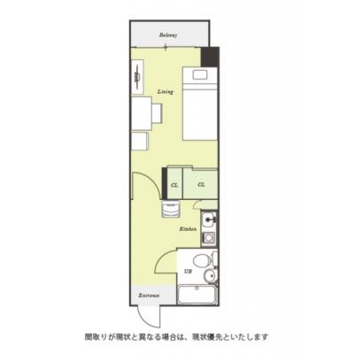 ユニオンマンスリー北柏駅前１　201　1K・シングル☆【禁煙ルーム】人気の角部屋＆嬉しい宅配BOX付き♪玄関から居室が直接見えないリビングドア完備！の物件間取り図