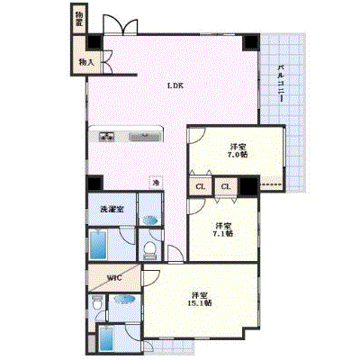 マンスリーリブマックス沖縄残波岬ミラーズ◇ワンエグゼ【3LDK・駐車場有】≪ラグジュアリーシリーズ≫の物件間取り図