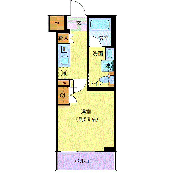 グッドステイ横浜・鶴見市場SOUTHクレヴィスタ■『禁煙ルーム・Wi-Fi無制限・独立洗面・浴室乾燥付』【ハイクラス】の間取り図