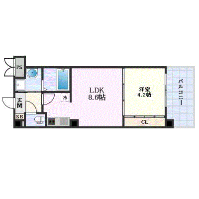 グッドステイ宇部島北プラチード△エグゼ【ペット・1LDK・ハイクラス・設備充実】の物件間取り図