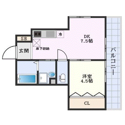 グッドステイ不動院前駅東カリーノNO1■1DK【ペット・ハイクラス・Wi-Fi対応・設備充実】の間取り図
