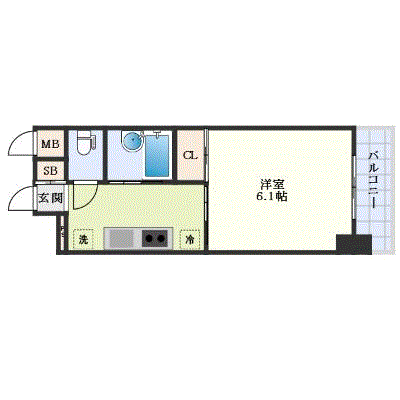 マンスリーリブマックス谷町六丁目東ルパルトネール△【ペット・設備充実】≪エクセレントシリーズ≫の物件間取り図