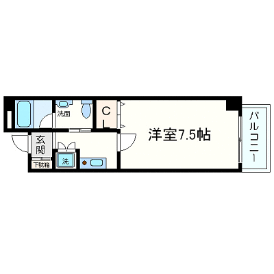 マンスリーリブマックス御堂筋本町フィオレ★『ペット・全室角部屋・25平米』【光NET対応・洗浄機能付便座】≪エクセレントシリーズ≫の物件間取り図