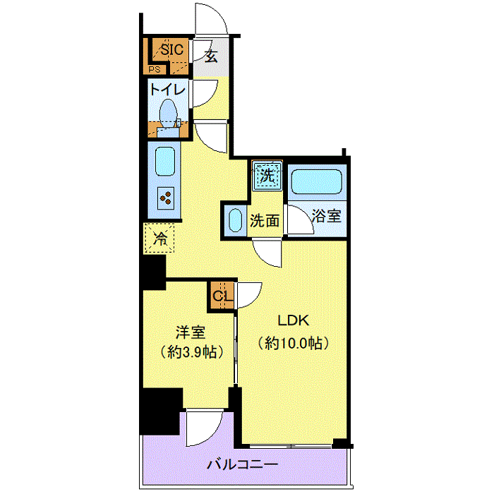 マンスリーリブマックス亀戸水神SOUTH■『禁煙ルーム・1LDK・33平米』【Wi-Fi無制限・追い焚き機能】≪プレミアムシリーズ≫の間取り図