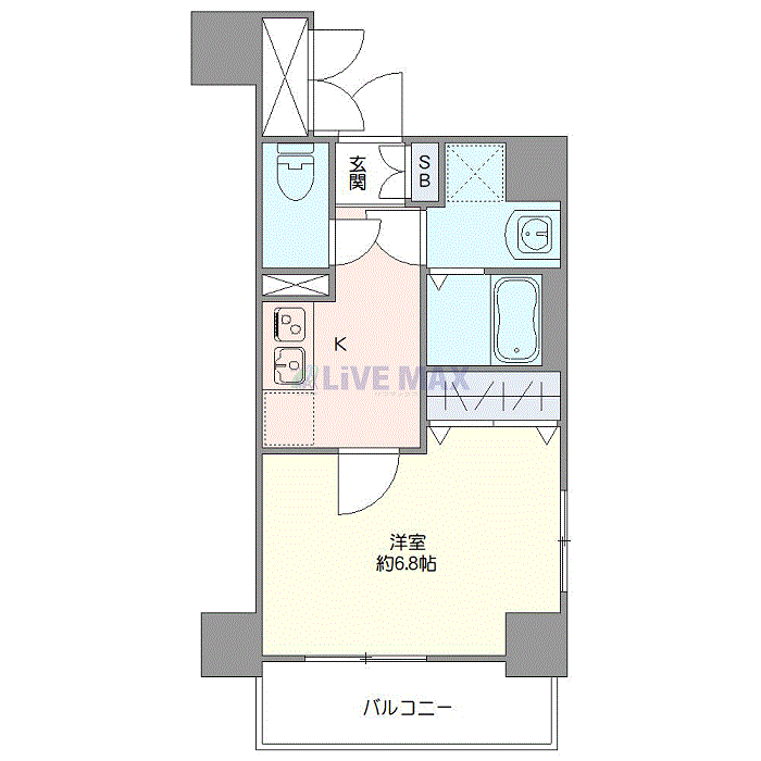 マンスリーリブマックス浅草EASTプレイス◎『禁煙ルーム』【独立洗面台・浴室乾燥付】≪エクセレントシリーズ≫の物件間取り図