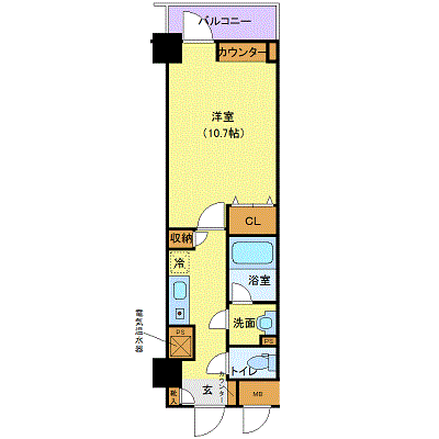 マンスリーリブマックス日本橋中洲◎『禁煙ルーム・35平米』【1名入居限定・独立洗面】≪スタンダードシリーズ≫の物件間取り図