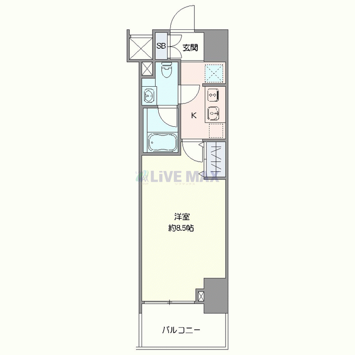 グッドステイ東日本橋・馬喰町駅前ログ◎『禁煙ルーム・1K・25平米・Wi-Fi無制限・独立洗面・浴室乾燥付』【デラックス】の物件間取り図