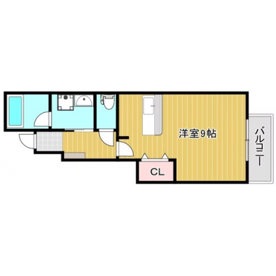 ✨🌈出張・単身赴任に最適◎久米田駅 徒歩圏＆広々1K！👌🎈の間取り図