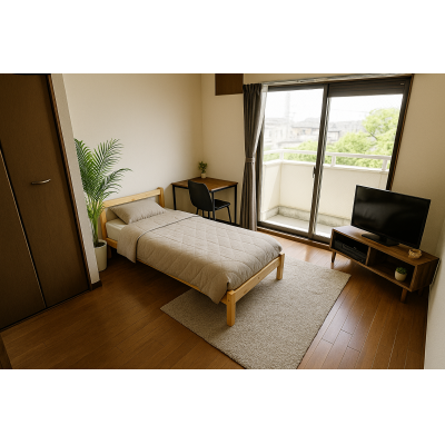 広々１K！Wifi&駐車場無料、家具家電付、TM49 402号室の間取り図