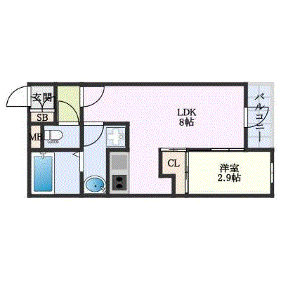 グッドステイ香椎駅ウェスト※エグゼ【ハイクラス・1LDK・設備充実】の間取り図