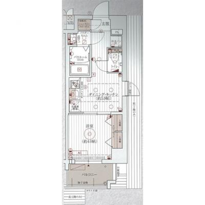 EC京都東寺朱雀邸⑧【1DK・セミダブルベッド・43型テレビ・ペット飼育相談可】の間取り図