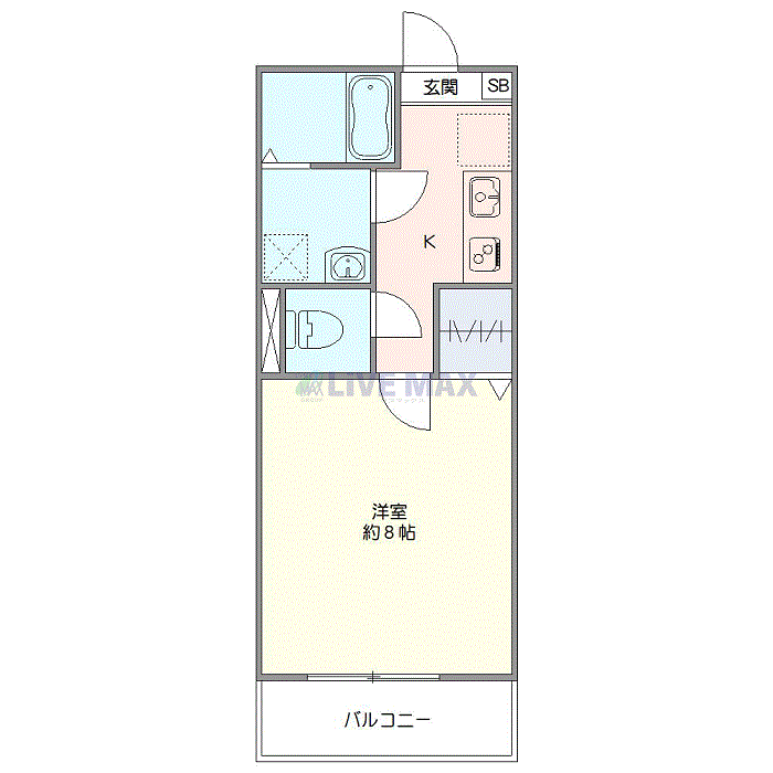 マンスリーリブマックス鎌ケ谷SOUTHセレスト★『禁煙ルーム・25平米』【Wi-Fi無制限・独立洗面】≪スタンダードシリーズ≫の間取り図