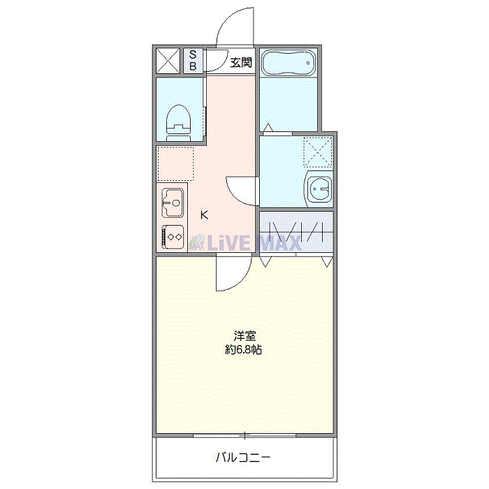 グッドステイ東福生ステーションフロント■『禁煙ルーム・25平米・駅1分・Wi-Fi無制限・独立洗面・浴室乾燥付』【ベーシック】の間取り図
