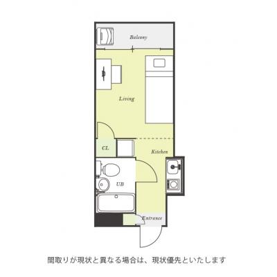 ユニオンマンスリー西川口４　316　1R・セミシングル☆【禁煙ルーム】来客時も安心のモニター付きインターフォン完備！洗濯機や冷蔵庫など生活家電のあるお部屋の間取り図