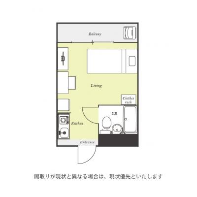 ユニオンマンスリー蕨２　202　1R・シングル☆【禁煙ルーム】人気の角部屋♪冷蔵庫や電子レンジなど生活家電完備！デスク・チェアのあるお部屋の間取り図