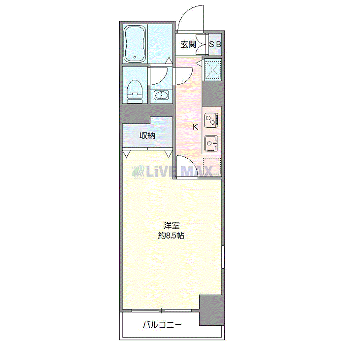 マンスリーリブマックス品川泉岳寺ステーションフロント■『禁煙ルーム・29平米・駅1分』【1名入居限定・独立洗面】≪スタンダードシリーズ≫の間取り図
