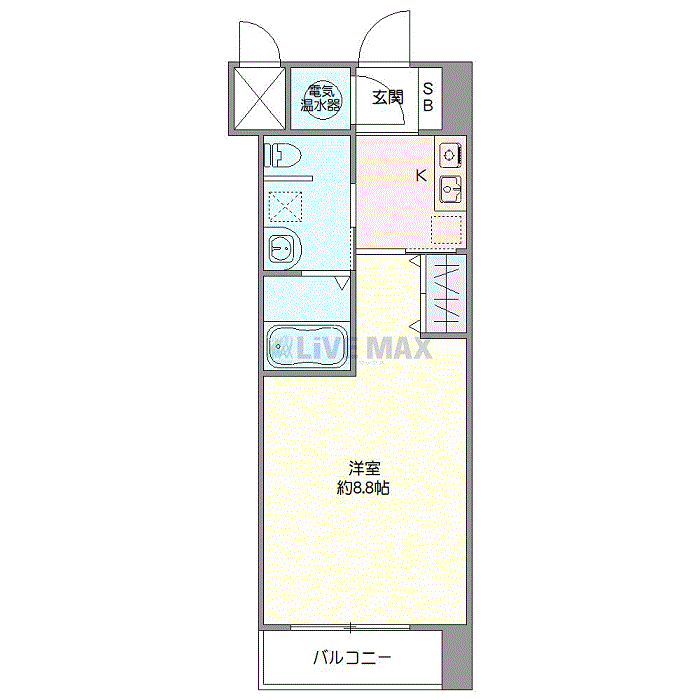 マンスリーリブマックス仙台・勾当台公園WESTアントラ■『禁煙ルーム・27平米』【独立洗面】≪スタンダードシリーズ≫の間取り図