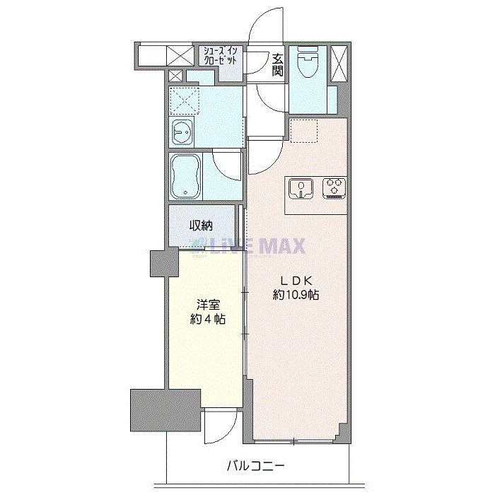 マンスリーリブマックス亀戸水神SOUTH■『禁煙ルーム・1LDK・36平米』【Wi-Fi無制限・追い焚き機能】≪プレミアムシリーズ≫の間取り図