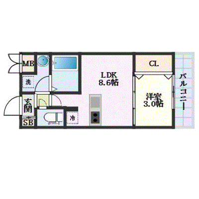 マンスリーリブマックス深江橋駅北エール※エグゼ【1LDK・設備充実】≪エクセレントシリーズ≫の間取り図